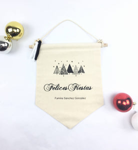 Banderin de algodón felices fiestas