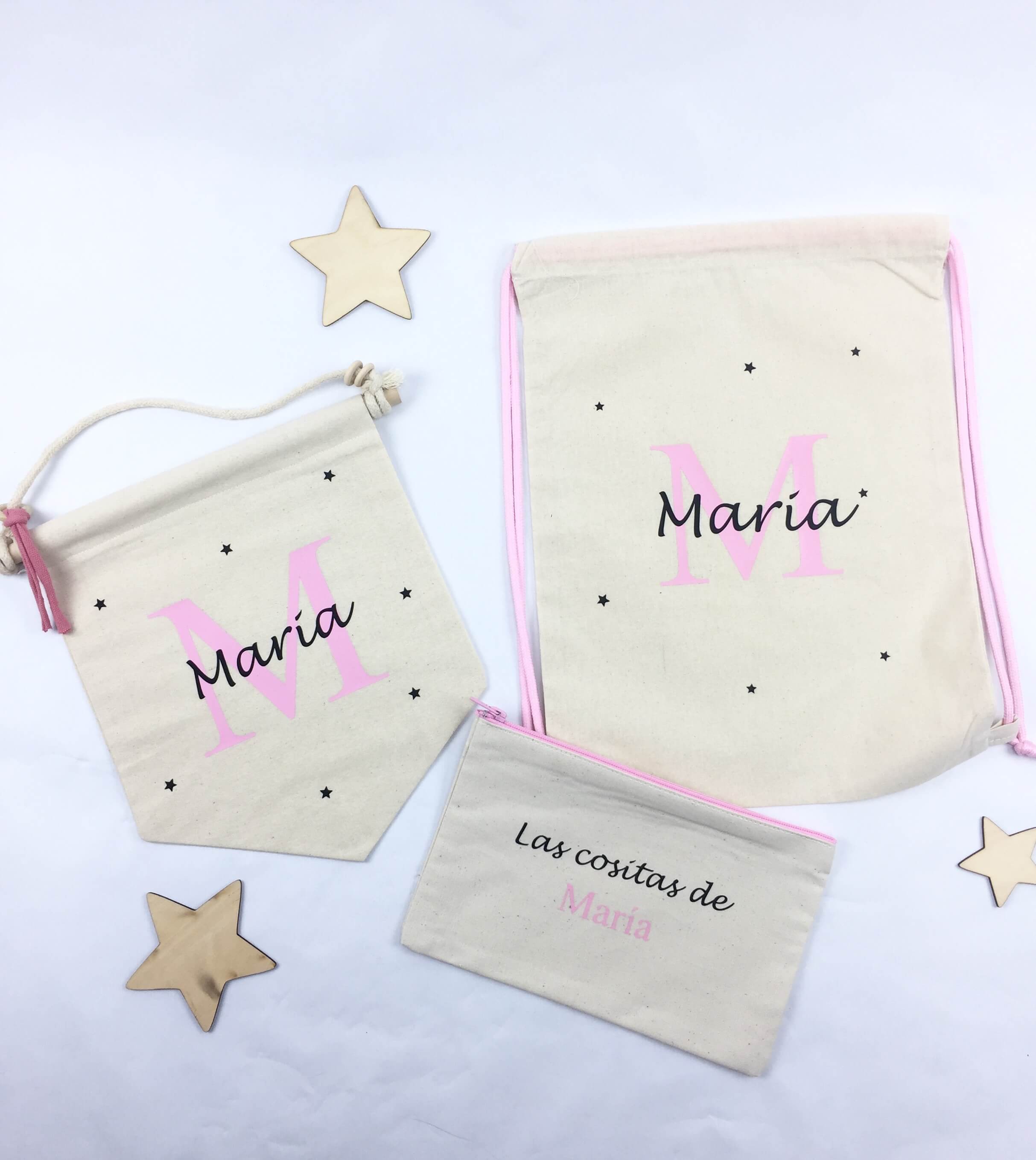 Pack bebe : banderin + neceser + mochila