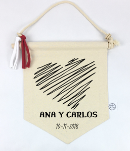 Banderin Corazón pareja